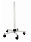 Pied roulant télescopique lesté pour lampe LiD, acier laqué, blanc, 900-1300mm (H), diam sol 530mm, roulettes sans frein
