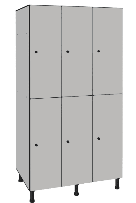 Bloc de 3 colonnes avec 6 casiers phénolique, H1800xL895xP500mm