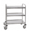 Chariot de manutention 3 plateaux, inox, roulettes 125mm à butoirs dont 2 avec frein, 880 x 580 x 1015mm (LxPxH)