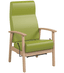 Fauteuil de repos "quietude" structure hêtre massif teinte vernis (coloris à définir) accoudoirs cintres hêtre massif teinte vernis (coloris à définir) assise et dossier mousse formée haute densité pietement 4 patins plastique antibruit et anti-traces dossier inclinable a 45 ° revetement skai pvc expanse