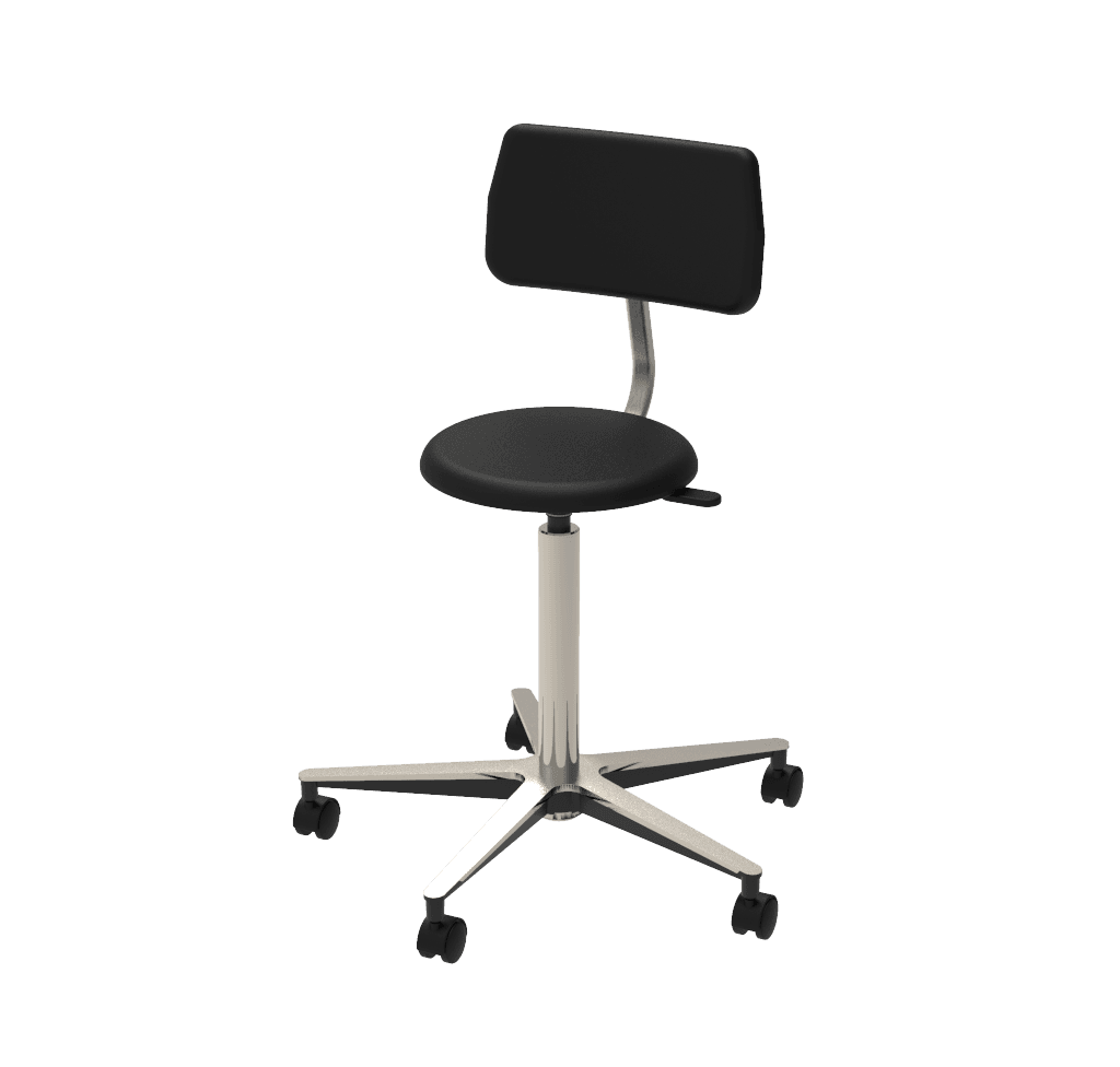 Tabouret à assise noir épaisse, piètement en aluminium