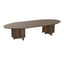 Table de réunion ovale de 12 personnes L360xP140cm - 2 plateaux droits L180x70cm + 2 plateaux ellipses - Piètement panneaux - Finition mélaminé bois M9