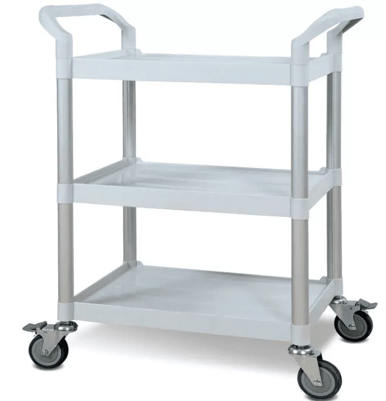 Chariot de service en plastique 3 plateaux avec freins, dimension 790x480mm