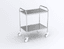 guéridon 2 plateaux inox, bords relevés, bâti tube poli, roulettes diam 100mm, 750 x 500 x 960mm (lxpxh)