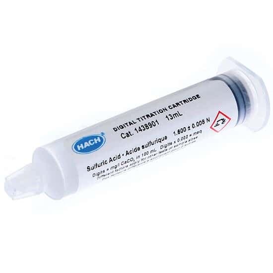 Solution titrante prête à l'emploi en cartouche EDTA pour l'analyse de la dureté totale 100 à 4000mg/L CaCO3 Hach, 100 tests