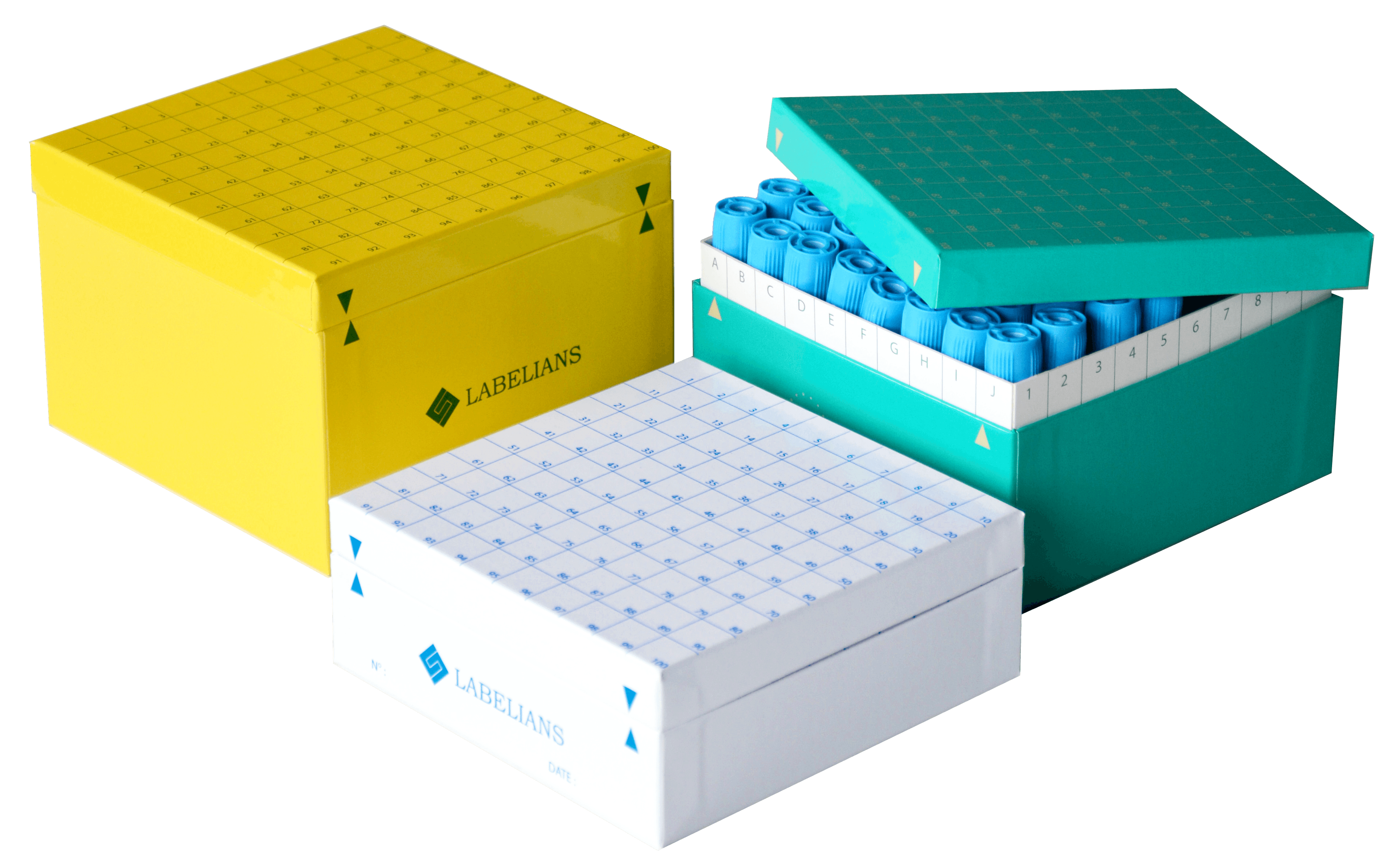 Cryoboîte en carton hydrophobe blanche pour 100 tubes de 2ml Labelians