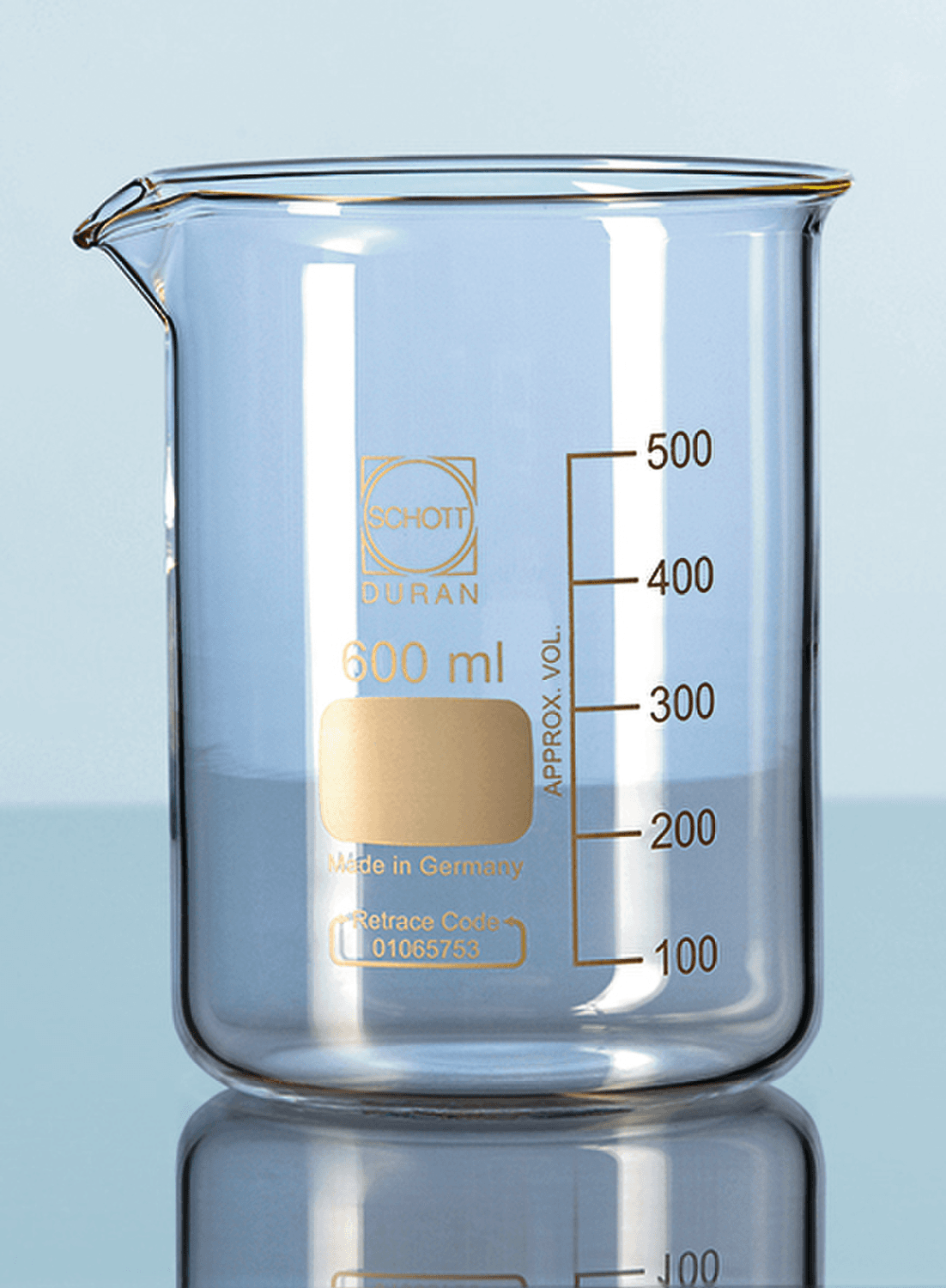 Bécher en verre Duran® forme basse avec bec verseur
