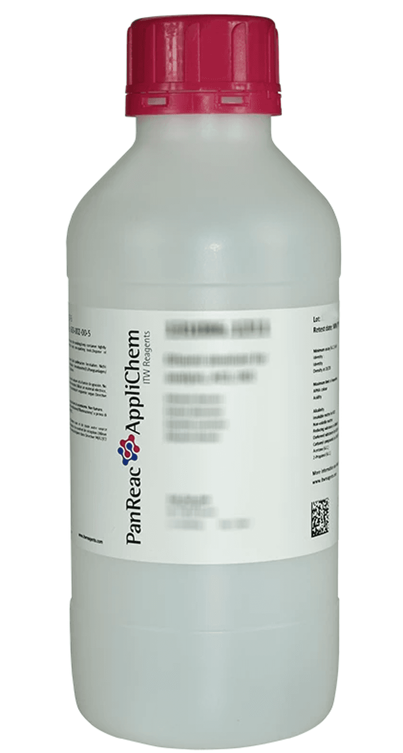 Acide acétique 100% (glacial) pour analyses ACS, ISO, Ph.Eur. Panreac, flacon en polyéthylène, 1L