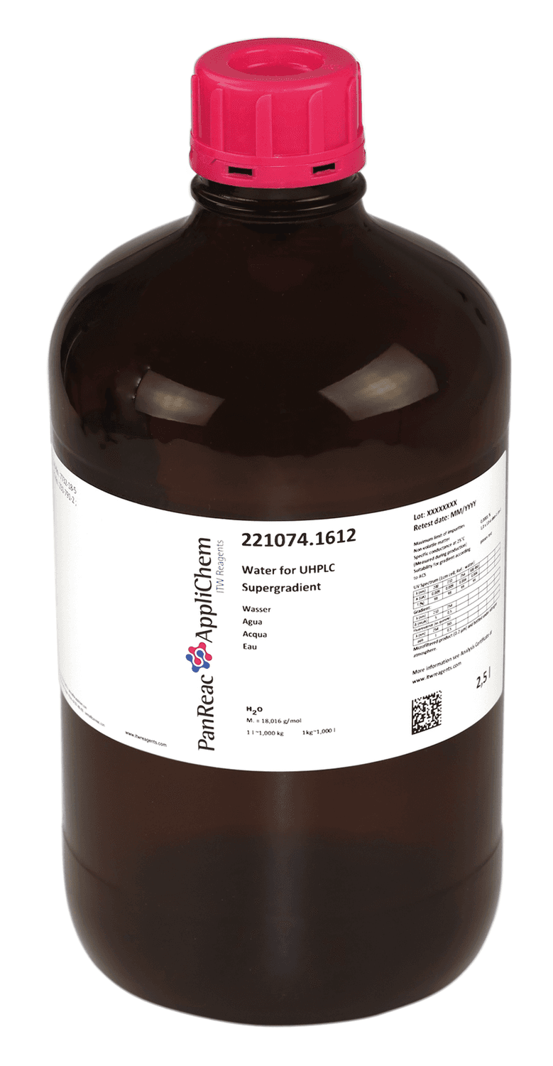 Eau Gradient grade pour HPLC PAI Panreac, 2,5L