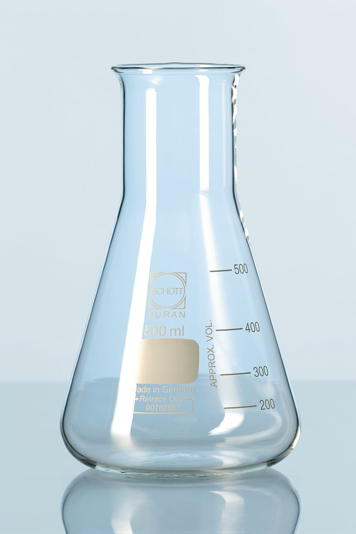 Fiole erlenmeyer en verre Duran® col large