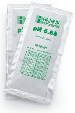Solution tampon pH avec certificat d'analyse Hanna Instruments, sachet de 20ml