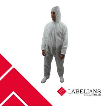 Combinaison d'hygiène en polypropylène blanc avec cagoule