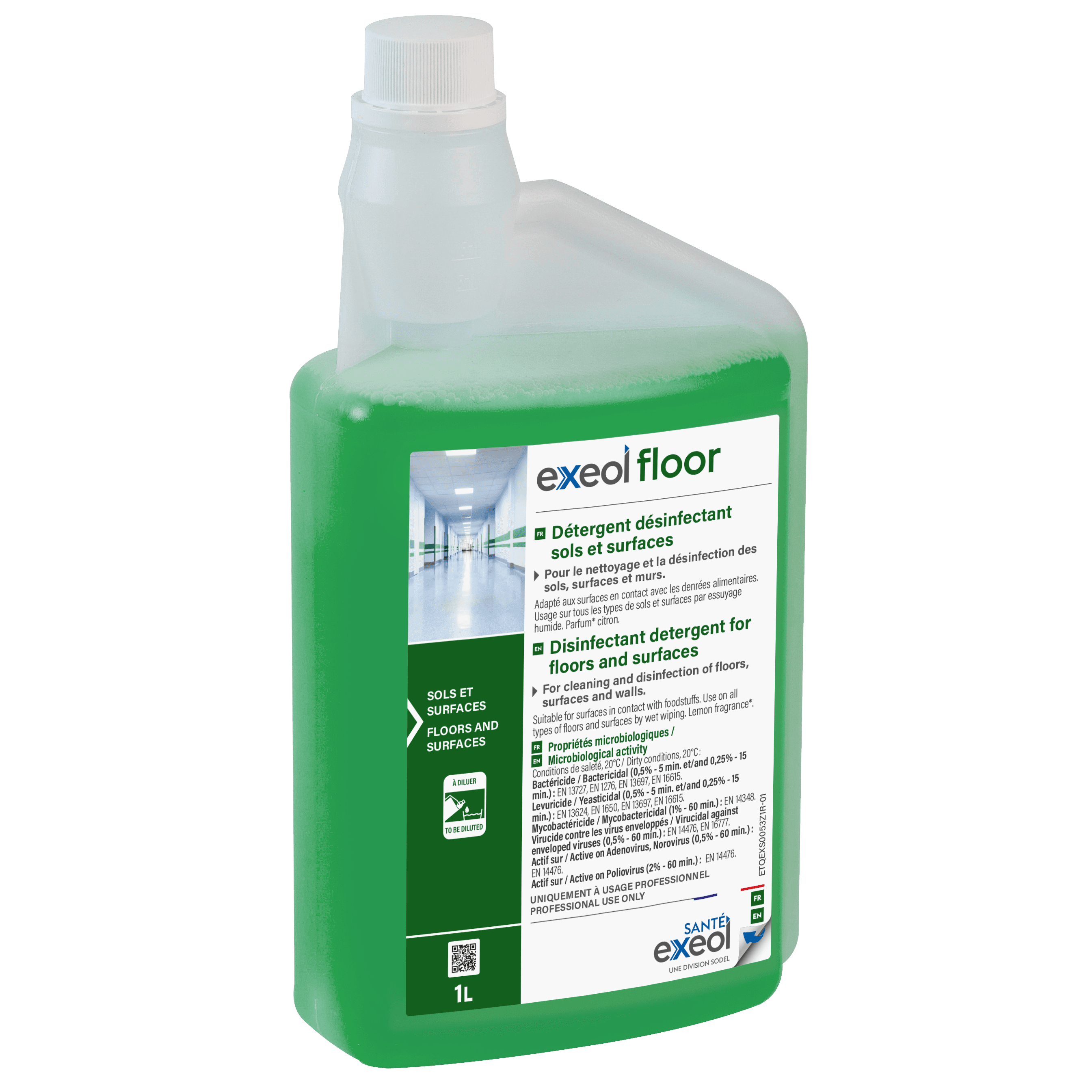 Détergent désinfectant sols et surfaces Exeol floor