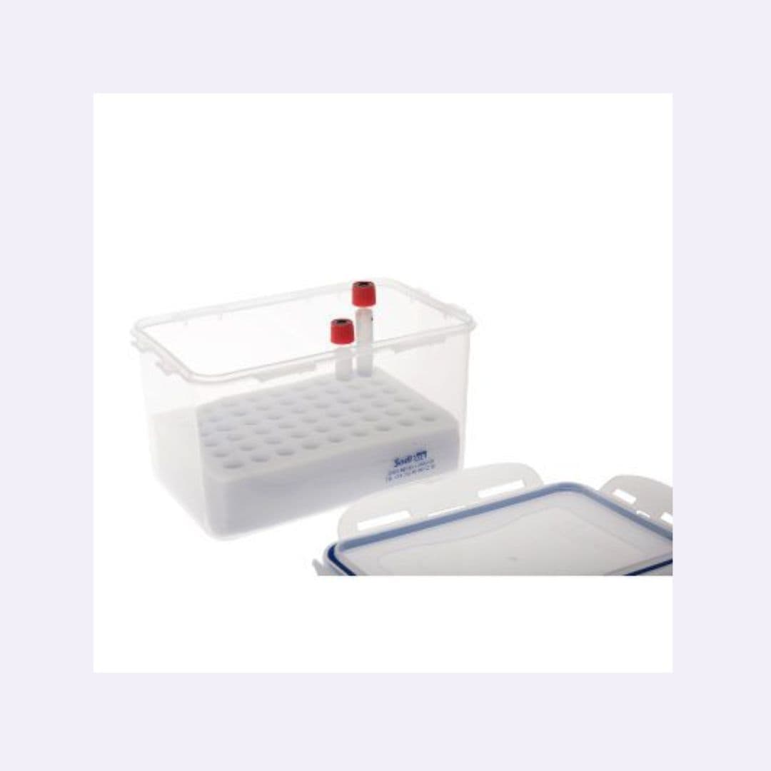 Boîte de transport étanche en polypropylène Sodilock 1,9L avec boimousse 54 tubes